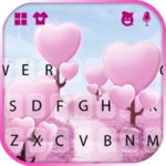 pink heart tree keyboard backg android application logo